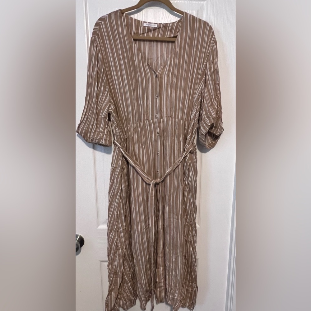 Tan Striped Dress
